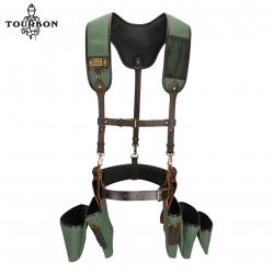 Tourbon Sac de ceinture à outils en toile et cuir avec bretelles rembourrées réglables