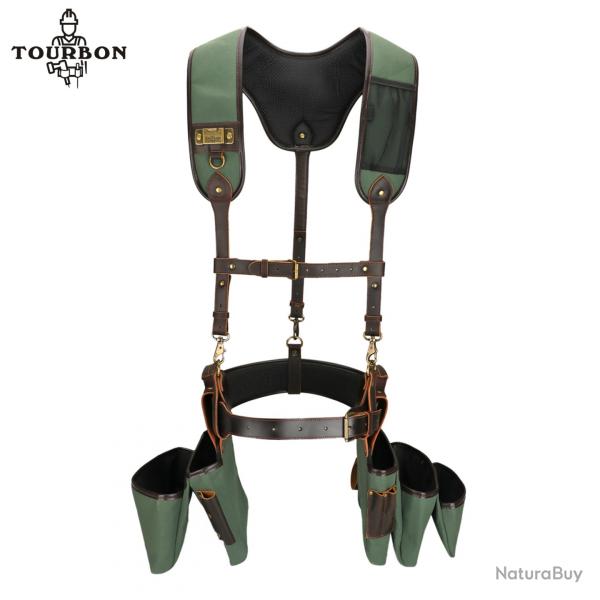 Tourbon Sac de ceinture  outils en toile et cuir avec bretelles rembourres rglables