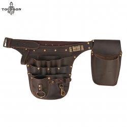Tourbon - pochette de ceinture pour outils de fleuristes en cuir véritable