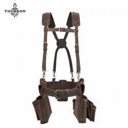 Tourbon-Ceinture à Outils RapDuty en Cuir avec Bretelles Réglables