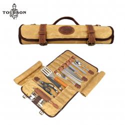 Tourbon-Sac de rangement pour rouleau à outils pliant Marron, 12 emplacements LIVRAISON GRATUITE