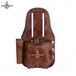 Tourbon-Grand ruban à mesurer en cuir marron avec boucle de ceinture