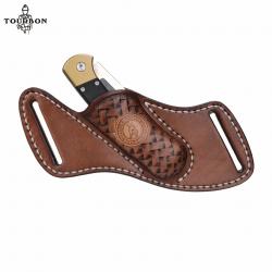 Tourbon-Gaine de couteau à lame pliante en cuir, poche EDC