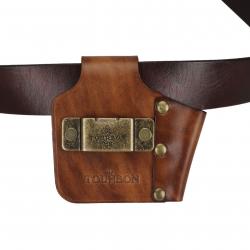Tourbon-Support de ruban à mesurer en cuir véritable -**MARRON