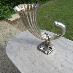 Ancienne grande corne d'abondance en bronze et métal argenté - Pays-Bas (Vers 1920-30)