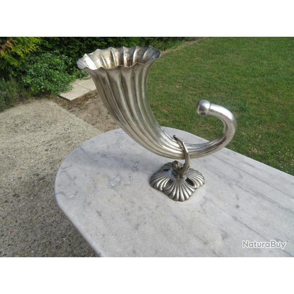 Ancienne grande corne d'abondance en bronze et mtal argent - Pays-Bas (Vers 1920-30)