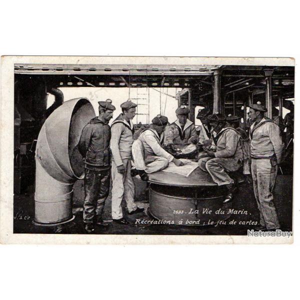 CPA - Marine Militaire - LA VIE DU MARIN -Recrations a bord le jeu de cartes N1686