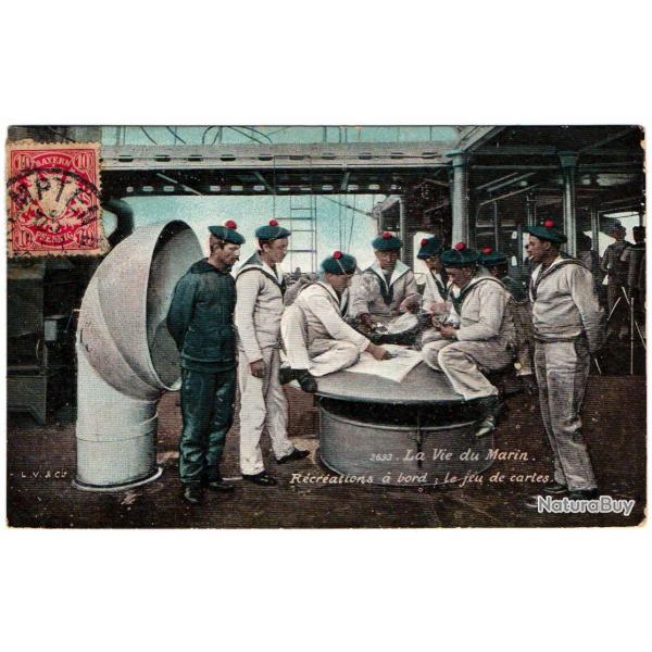 CPA - Marine Militaire -  LA VIE DU MARIN EXERCICE  Rcrations  bord, le jeu de cartes N1684