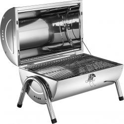 Barbecue à charbon de bois de table en acier inoxydable avec double grille
