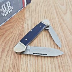 Couteau Rough Ryder Patriot Canoe Lames Spear Point/Pen Acier 440A Manche Polymère Bleu RR2029