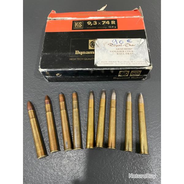 9 balles 9,3X74 ( dont 8 rws et une sako)
