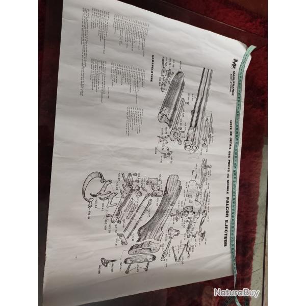 Notice affiche clate des pices dtaches Manufrance fusil falcor jecteur