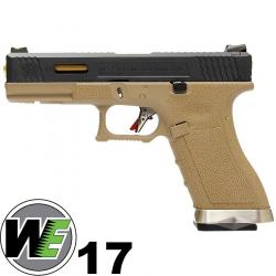 Pistolet airsoft GBB custom R17 Gen4 T6, black slide, gold barrel, tan frame, GBB (WE-G001WET-6)