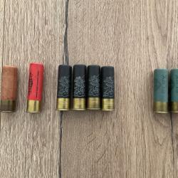 Lot de 9 cartouches de chasse anciennes calibre 16