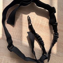Bretelle tactique noire élastique type bungee - 1 ou 2 points - neuf