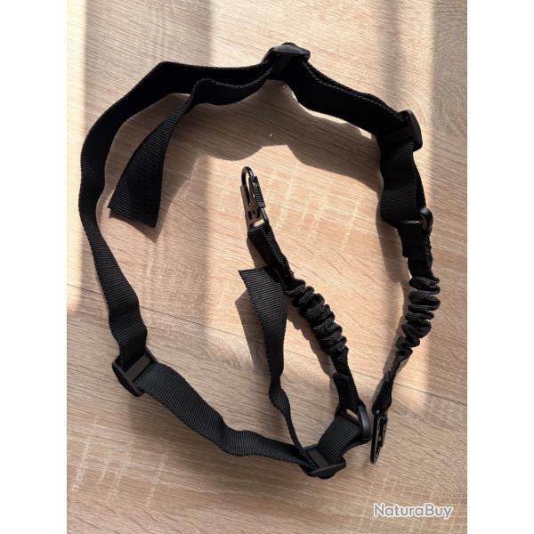 Bretelle tactique noire lastique type bungee - 1 ou 2 points - neuf