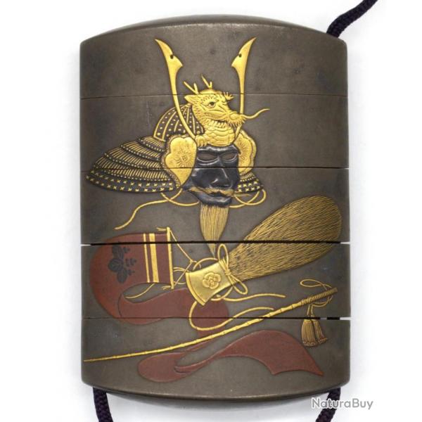 INRO  QUATRE CASES EN LAQUE SIGN HAN'YUSAI (1804-1840) OJIME IVOIRE - JAPON EPOQUE EDO XIX Collec