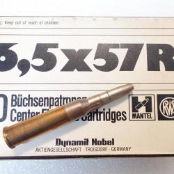 6,5X57R BOITE DE 20 CARTOUCHES RWS T MANTEL CALIBRE 6.5 X 57 R SOFT POINT 10G. 154 GRAINS Categorie 