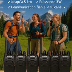 Lot de 6 Talkies-Walkies Baofeng 888S 16 Canaux Longue Portée 5 km LED USB Rechargeable Rando Chasse