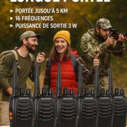 Lot de 6 Talkies-Walkies Baofeng 888S 16 Canaux Longue Portée 5 km VOX USB Rechargeable Chasse Rando