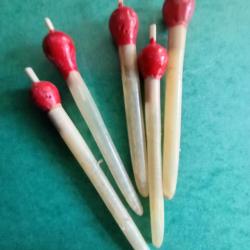 lot de bouchons de pèche ancien en plume d'oie véritable