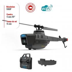 Drone Hélicoptère RC Black Hornet C128 4CH Caméra 1080P Enfant 6 Axes Vol Intérieur/Extérieur