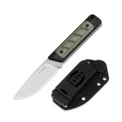 Couteau Kizer Smolt Lame Acier 14C28N Manche G10 Noir et Micarta Green Etui Kydex KI1063A6