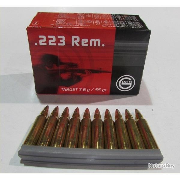 boite de 50 cartouches Geco, cal 223 remington M193, 55 grains FMJ