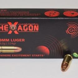 boite 50 cartouches GECO 9×19 Luger Hexagon 124 Grains