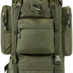 Grand Sac à Dos 70LTactique Imperméable en Nylon Randonnée Camping Escalade Trekking Plein Air Vert