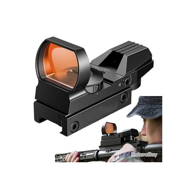 Viseur Point Rouge 4 Rticules Rglables 7 Niveaux Luminosit Montage Picatinny 20 mm Optique Antire