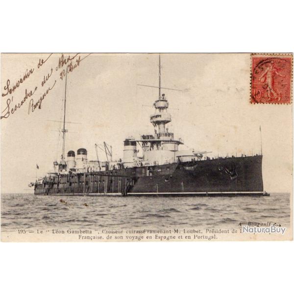 CPA- Marine Militaire  - LE LON GAMBETTA CROISEUR CUIRASSE ramenant M . Loubet. Prsident N1750