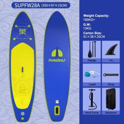 PLANCHE DE PADDLE GONGLAFBLE LONGBOARD 11.6'' AVEC ACCESSOIRES OCEAN BLEUE ET JAUNE