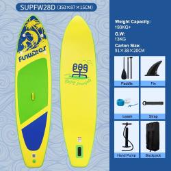 PLANCHE DE PADDLE GONGLAFBLE LONGBOARD 11.6'' AVEC ACCESSOIRES OCEAN BLEUE JAUNE VERT