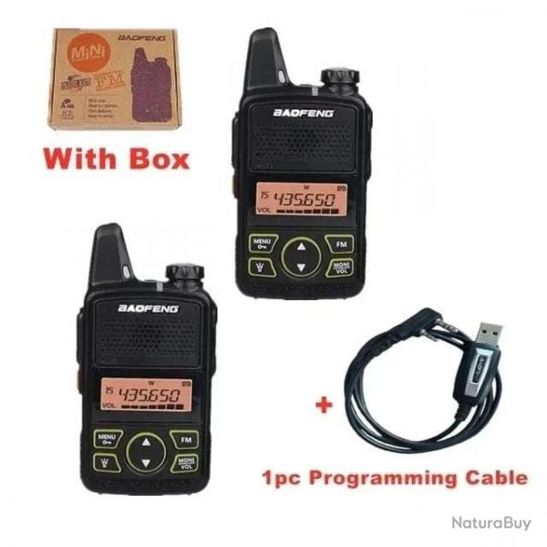Talkie-walkie BF-T1 UHF BAOFENG bidirectionnelle - US / 2PCS add 1 cable