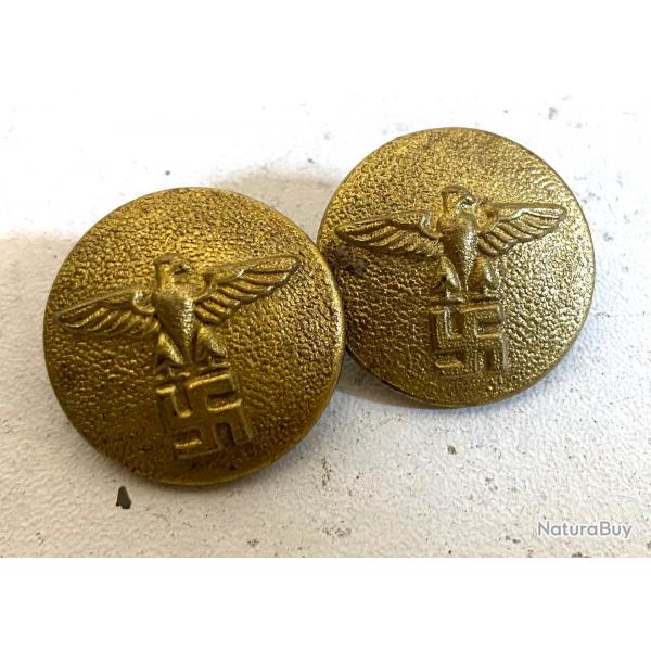 Ancienne paire bouton manchette d'uniforme Militaire Allemand des chemises brunes SA ww2 avec RZM