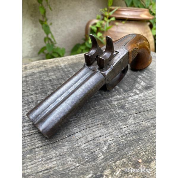 pistolet de voyage  percussion double canon 1850 second empire
