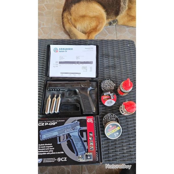 Pack occasion CZ P-09 CO2 mixte BBs et diabolo 4.5 mm3.7 joules