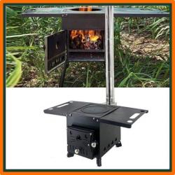Poêle à bois transportable 3 en 1 - Avec paire de gants - Tuyau d'évacuation de fumées