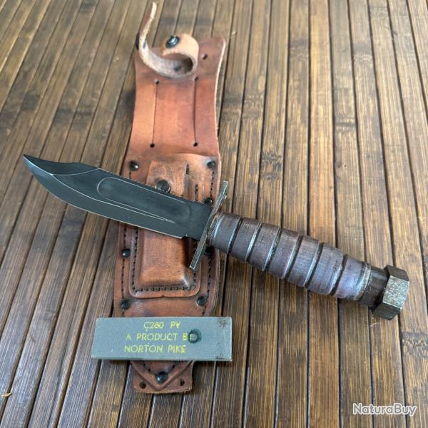 COUTEAU POIGNARD COMBAT SURVIE PILOT U.S ARMY CAMILLUS 3-1985 EXCELLENT TAT COMPLET
