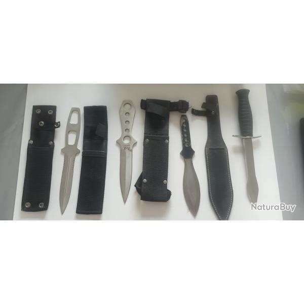 Lot 4 couteaux de lancer avec tuis