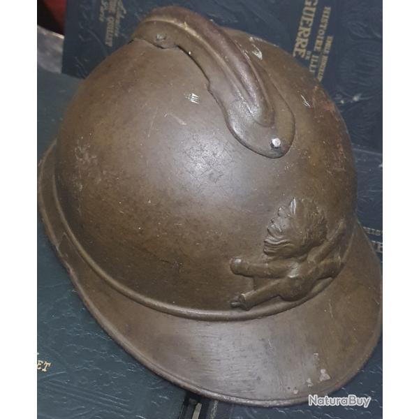 Casque Adrian artillerie moutarde jugulaire officier WW1 14 18