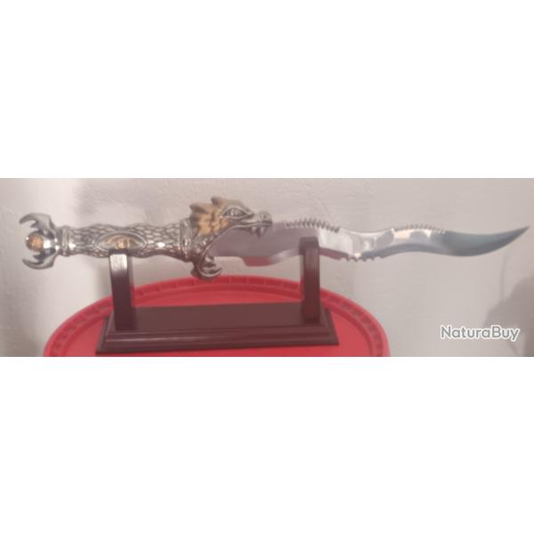Couteau dcoratif avec son support - drageon chinois marque gladius