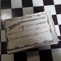 Boîte de collection 100 ogives calibre 44 plomb Palmetto bon état complète.