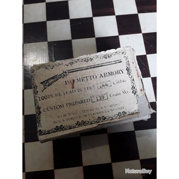 Bote de collection 100 ogives calibre 44 plomb Palmetto bon tat complte.