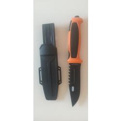 Couteau de survie urbain Black / Orange FLuo avec étui tactique