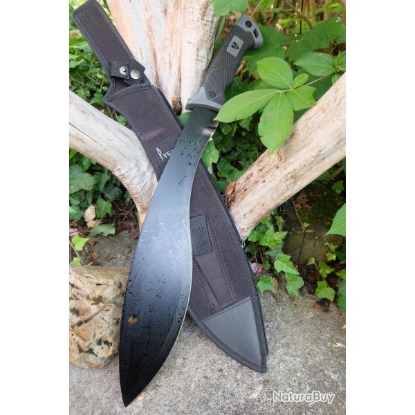 Machette Couteau GROS Kukkri Parang Lame Acier 3Cr13 Manche ABS Etui Nylon Tactical 001