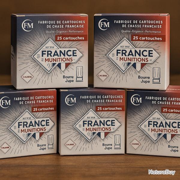 Cartouches France Munition Chasse BJ Cal.12 Plomb 4/6/7/8 - 125 cartouches - Pack conomique