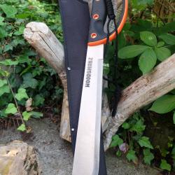 Sabre Kukkri Brousse Lame Acier 3Cr13 Manche Abs Etui Nylon Machette Tactical Grosse Garde Orange