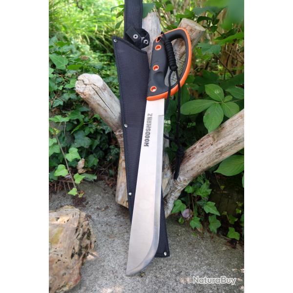 Sabre Kukkri Brousse Lame Acier 3Cr13 Manche Abs Etui Nylon Machette Tactical Grosse Garde Orange